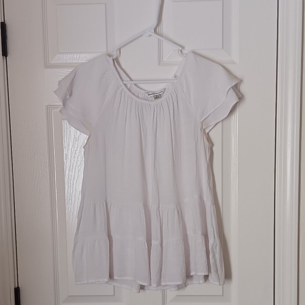 Flowy Ruffled White Top